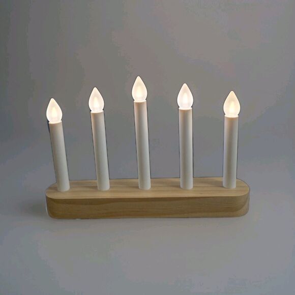 IKEA STRALA Christmas 5 White Candle Lights Wooden Base Battery Operated Lamp - Picture 2 of 13